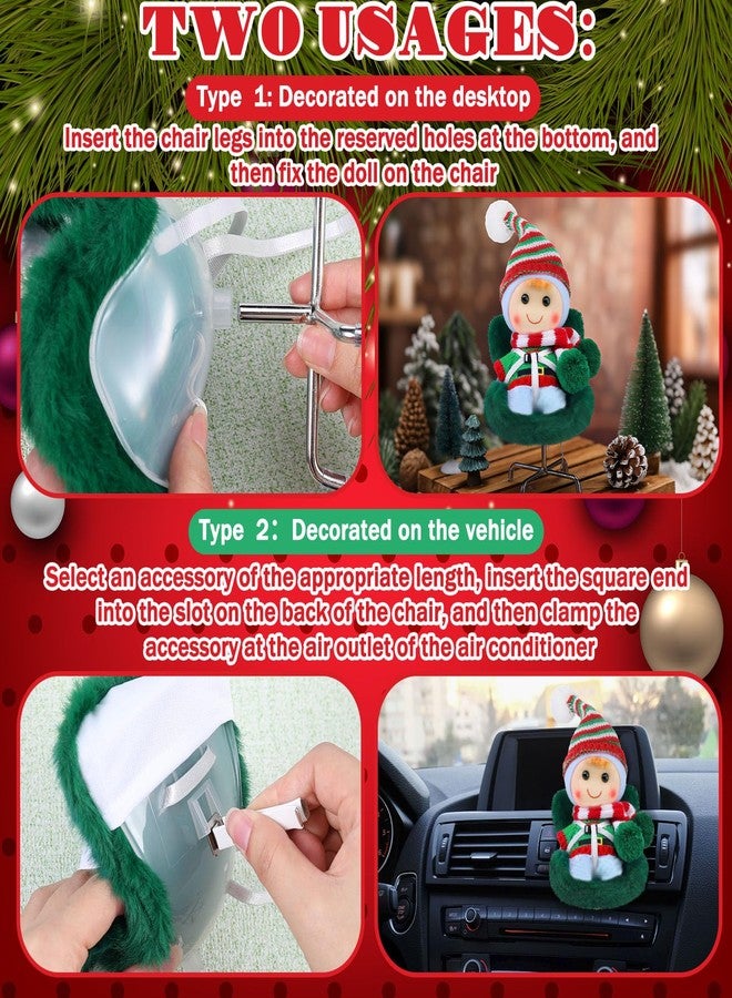 ملابس دمية عيد الميلاد من سيمجوينج بطول 17 سم مع مقعد، زي عيد الميلاد لطيف وعملي مع إكسسوارات لمحبي الدمى وهواة جمعها، ديكور مكتب سيارة عيد الميلاد (أخضر داكن، جنية لطيفة) - Image 4